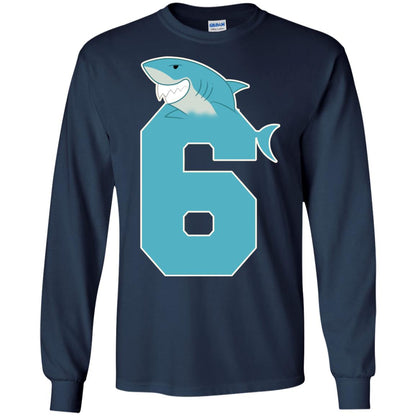 6th Birthday Shark Party Shirt Navy