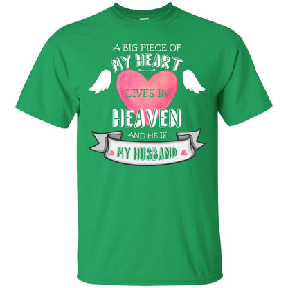 A Big Piece Of My Heart Lives In Heaven And He Is My Husband Shirt Irish Green