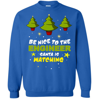 Be Nice To Be Engineer Santa Is Watching X-mas Gift Shirt Royal