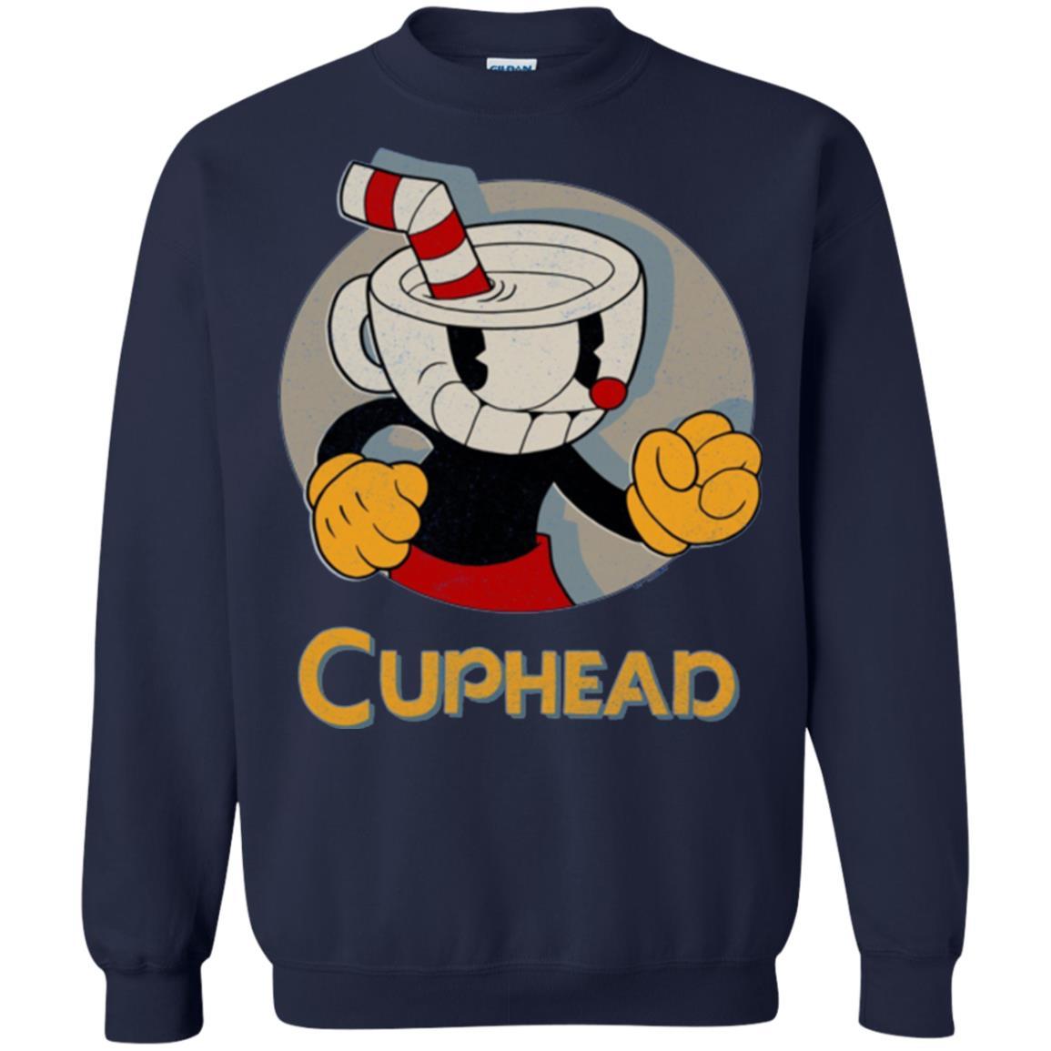 Cuphead Circle Shadow Profile Vintage Graphic T-shirt Navy