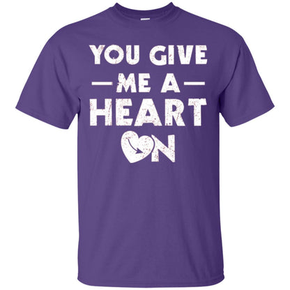 Funny Valentine_s Day Saying T-shirt You Give Me A Heart On Purple