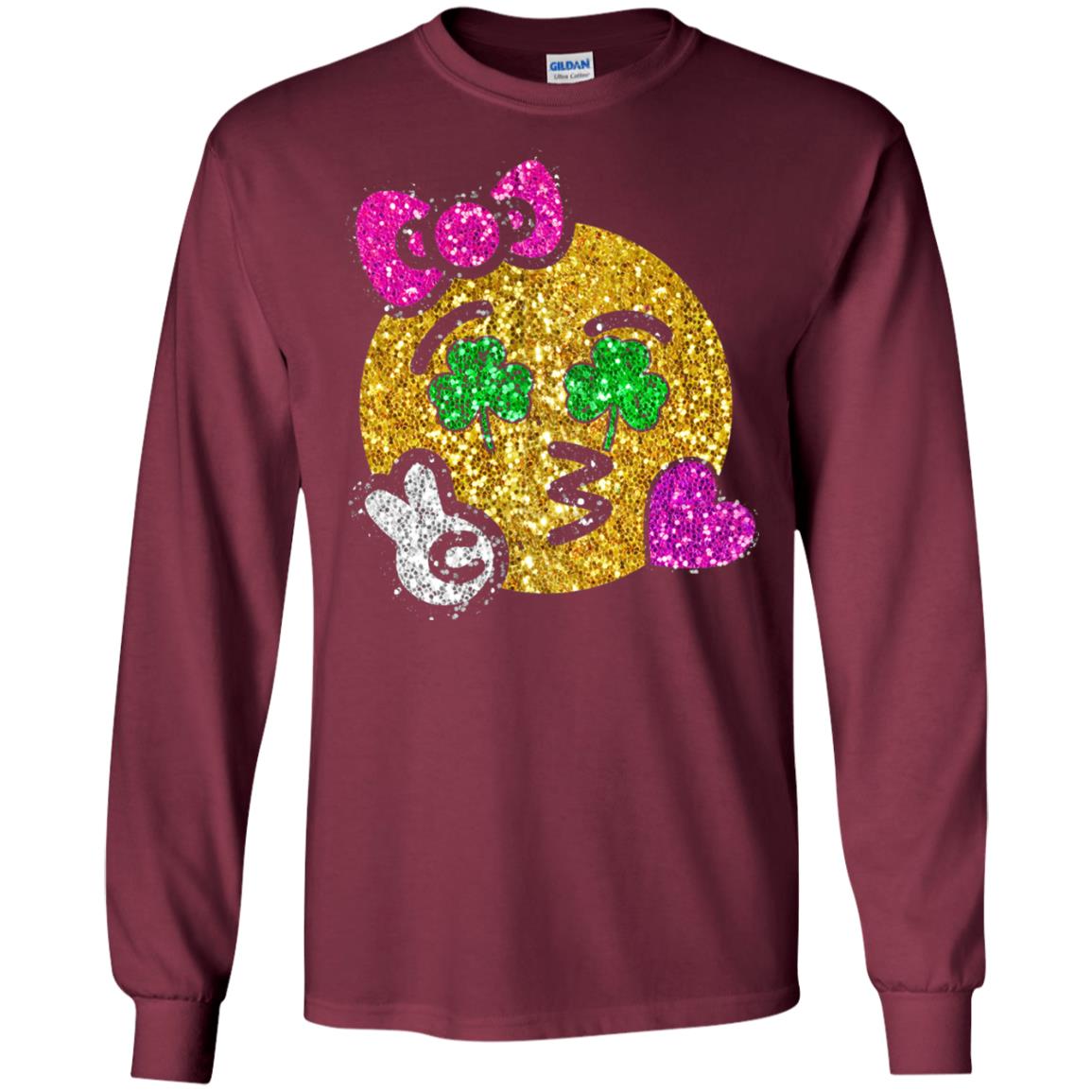 Emoji Kiss Heart Princess St. Patrick_s Day T-shirt Maroon