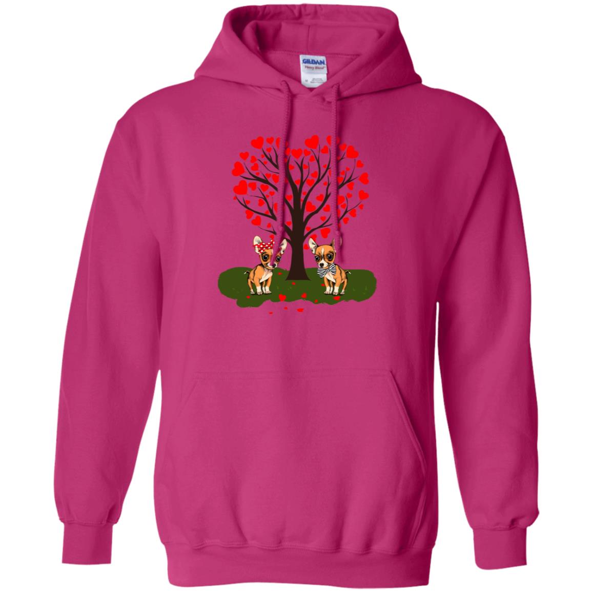 Valentine Chihuahua Couple Heart Tree Shirt Heliconia