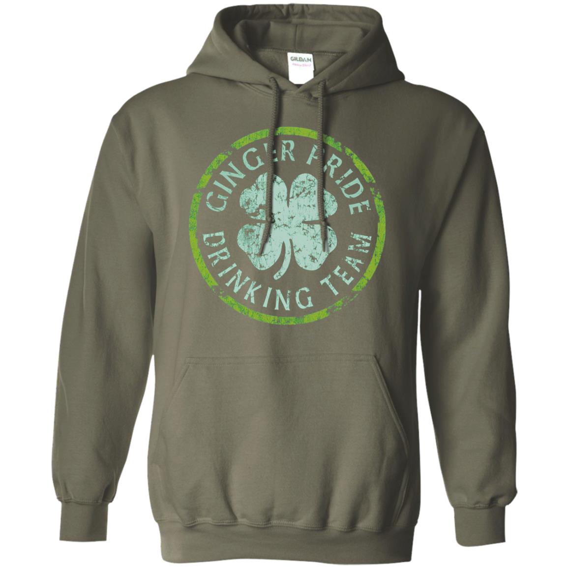 Funny Ginger Pride Drinking Team Irish T-shirt Military Green
