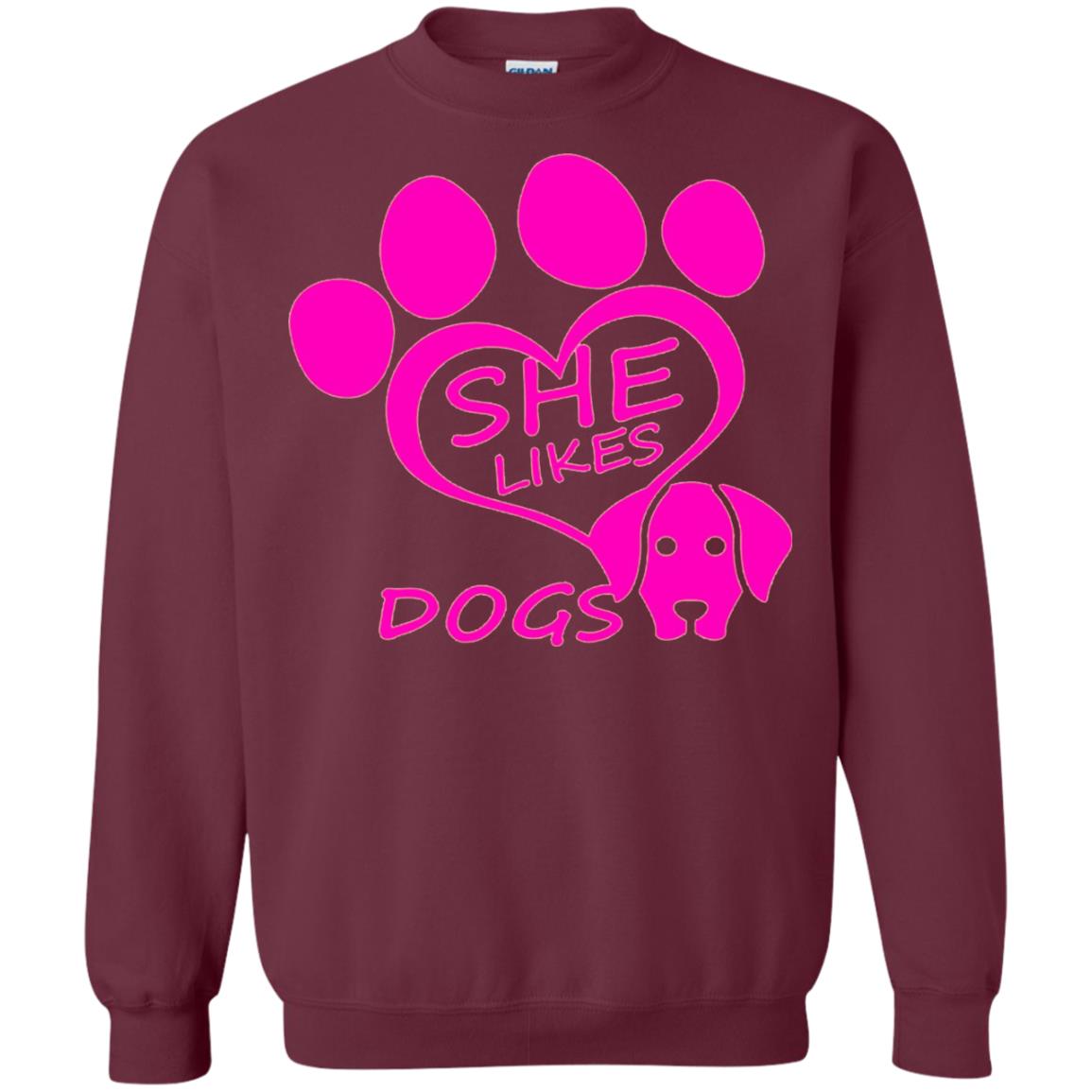 Dog Lovers Shirt She Likes Dogs Maroon
