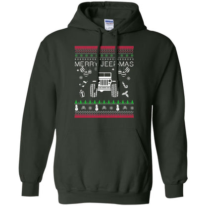 Christmas T-shirt Mery Jeep-mas Jeep Ugly Forest Green