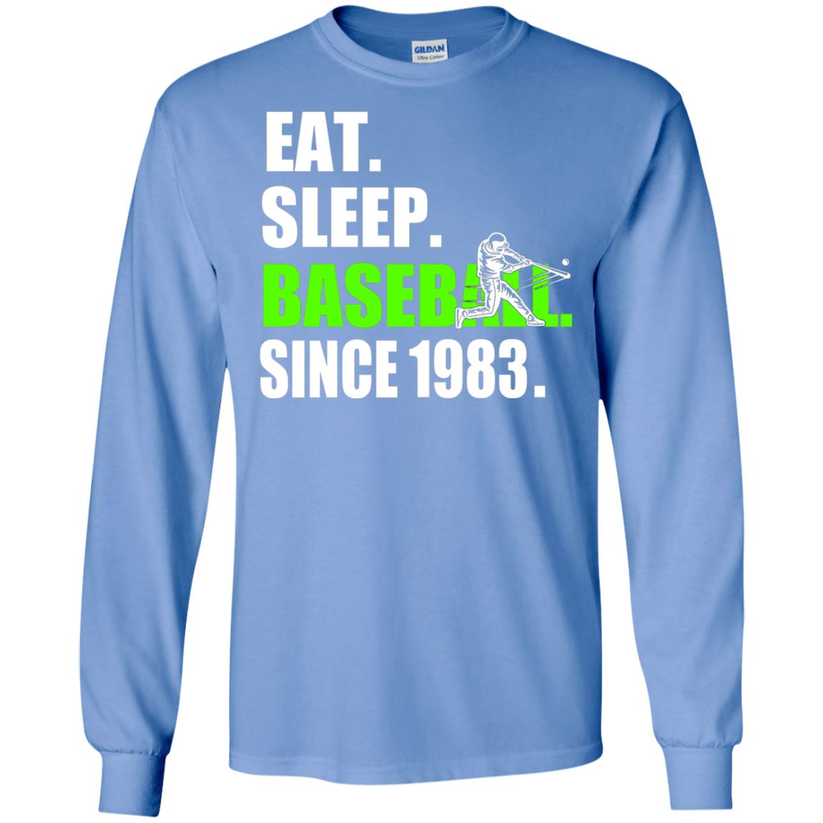 Eat Sleep Baseball Since 1983 35th Birthday Shirt Carolina Blue