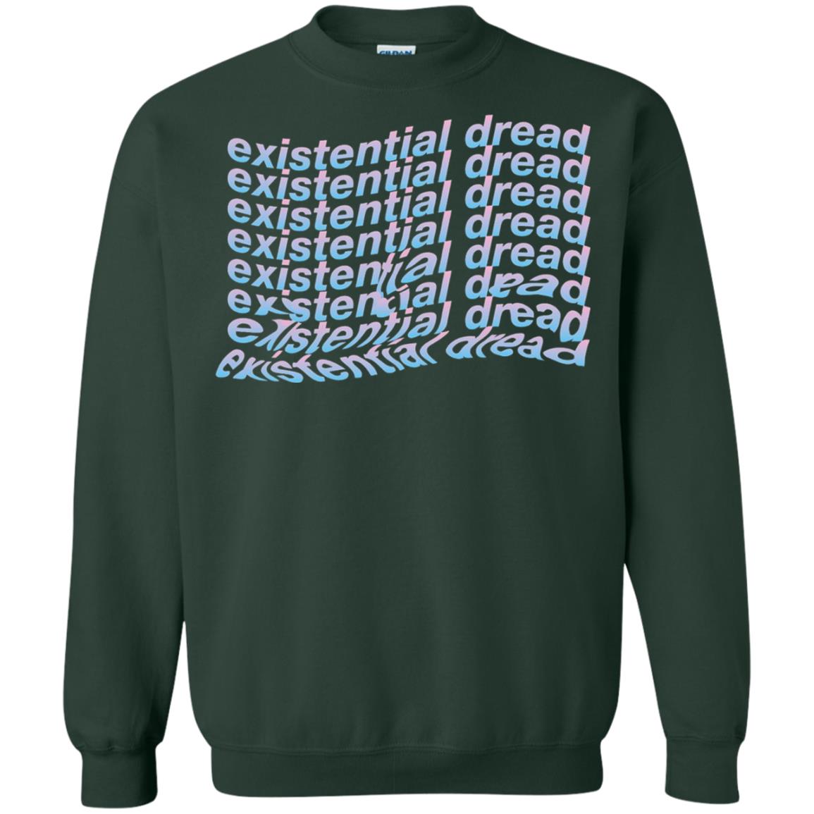 Existential Dread Waves Melting Distortion Aesthetic T-shirt Forest Green