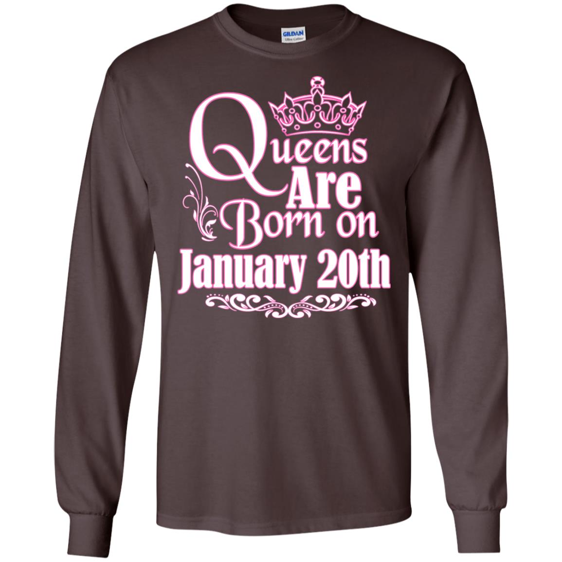 Queens Are Born On January 20th Birthday T-shirt Dark Chocolate