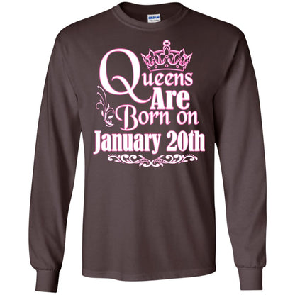 Queens Are Born On January 20th Birthday T-shirt Dark Chocolate