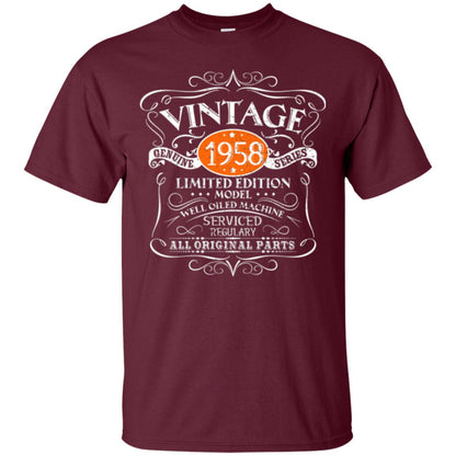 Vintage 60th Birthday T-shirt 1958 All Original Parts Maroon