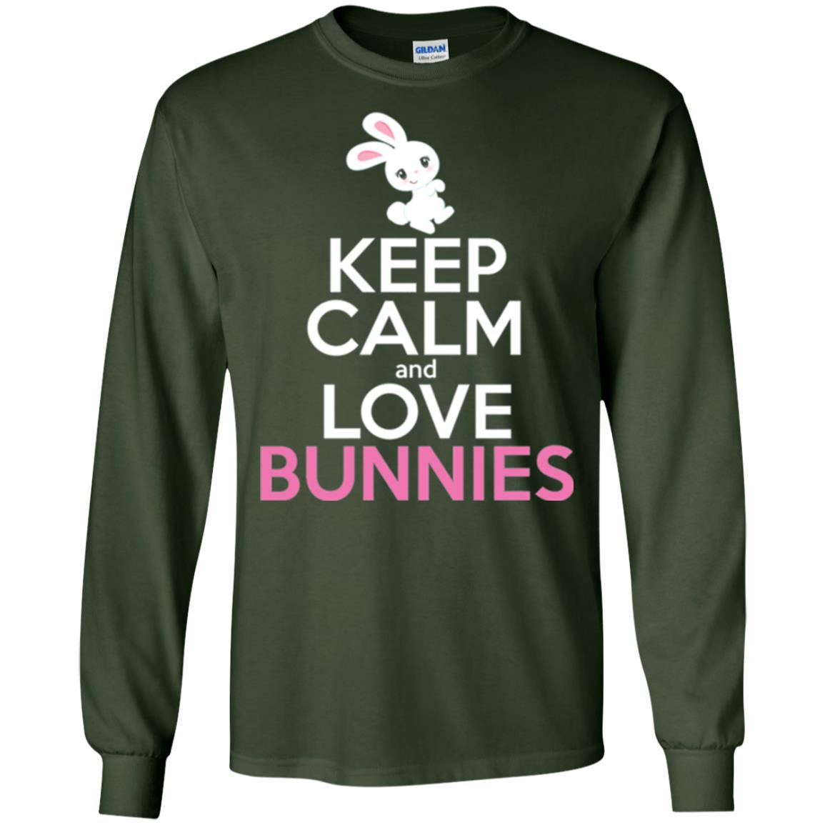 Bunny T-shirt Keep Calm And Love Bunnies Forest Green