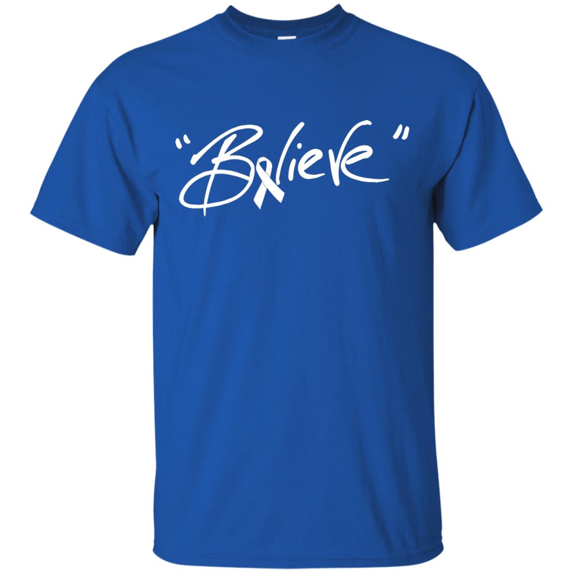 Lung Cancer Awareness Shirt Clear Ribbon Believe Royal
