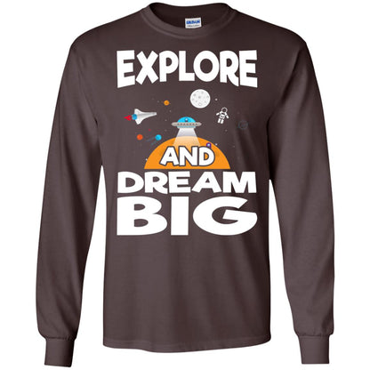 Explore And Dream Big Space Universe Planet Shirt Dark Chocolate