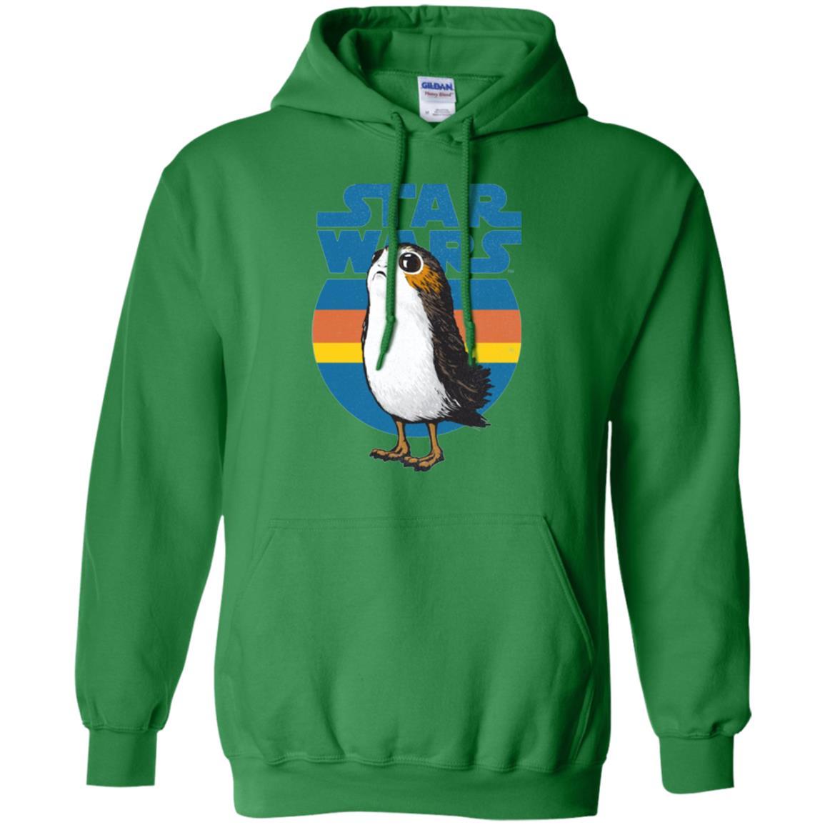 Film T-shirt Star Wars Last Jedi Porg Retro Stripes Logo Graphic Irish Green