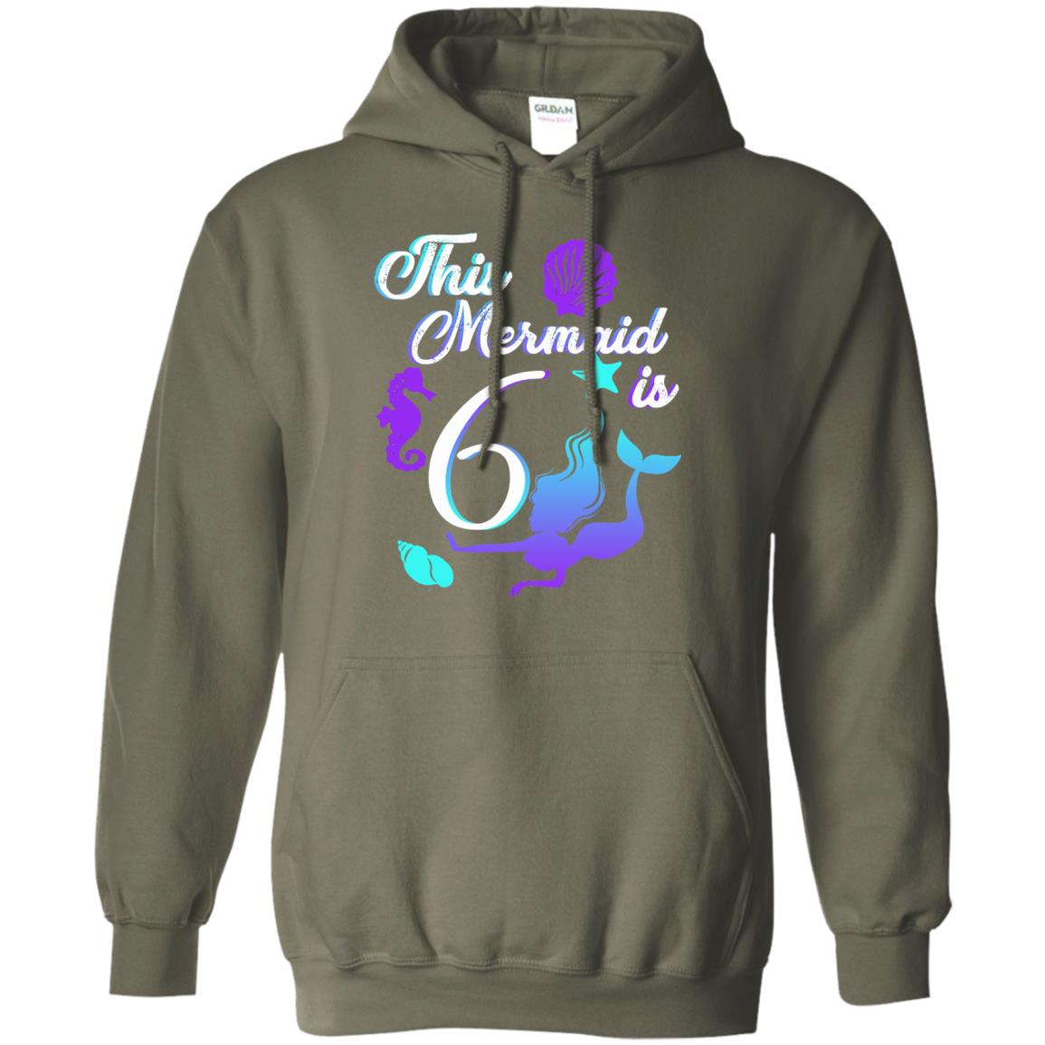 6th Birthday Shirt This Mermaid Is 6 Military Green