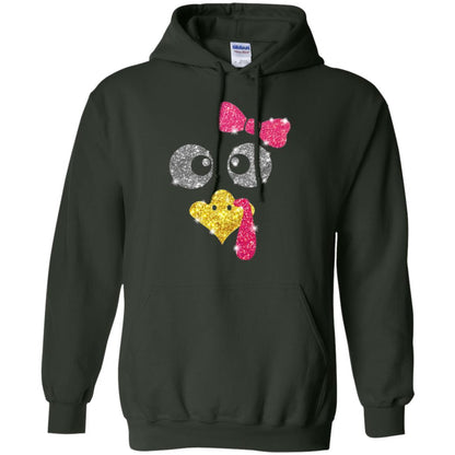 Thanksgiving T-shirt Turkey Face Girl T-shirt Forest Green