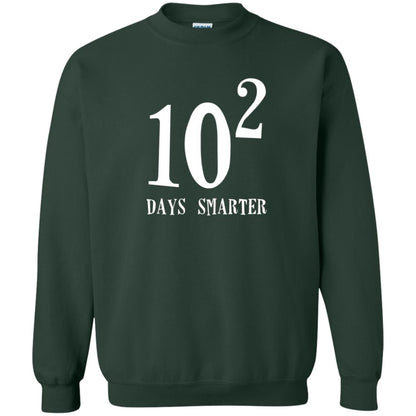 Funny Math 100th Day T-shirt 10 Squared Is 100 Days Smarter Forest Green