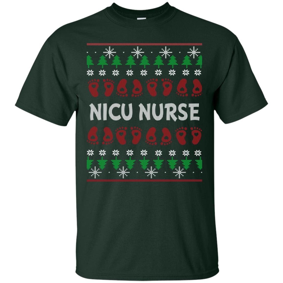 Nicu Nurse Nursing X-mas Christmas Gift Shirt Forest