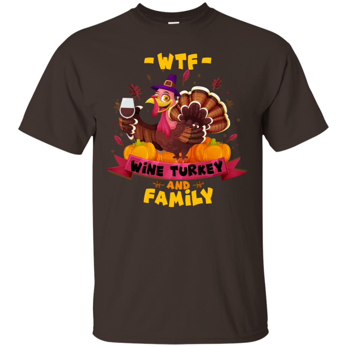 Turkey Wine Family Thanksgiving Drinking Gift Shirt For Family Dark Chocolate