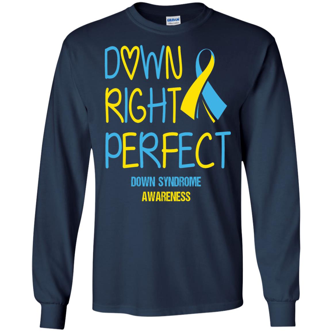 Down Right Perfect Down Syndrome Awareness T-shirt Navy