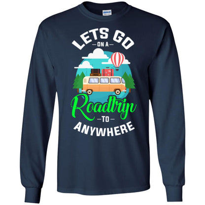 Camping T-shirt Lets Go On A Roadtrip To Anywhere Navy