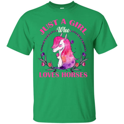 Just A Girl Who Loves Horses Lovely Horses Gift Shirt For Girls Irish Green
