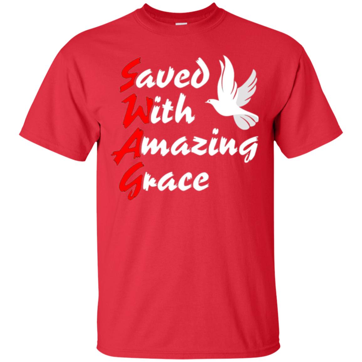 Swag T-shirt Saved With Amazing Grace Red
