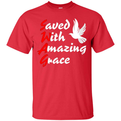 Swag T-shirt Saved With Amazing Grace Red