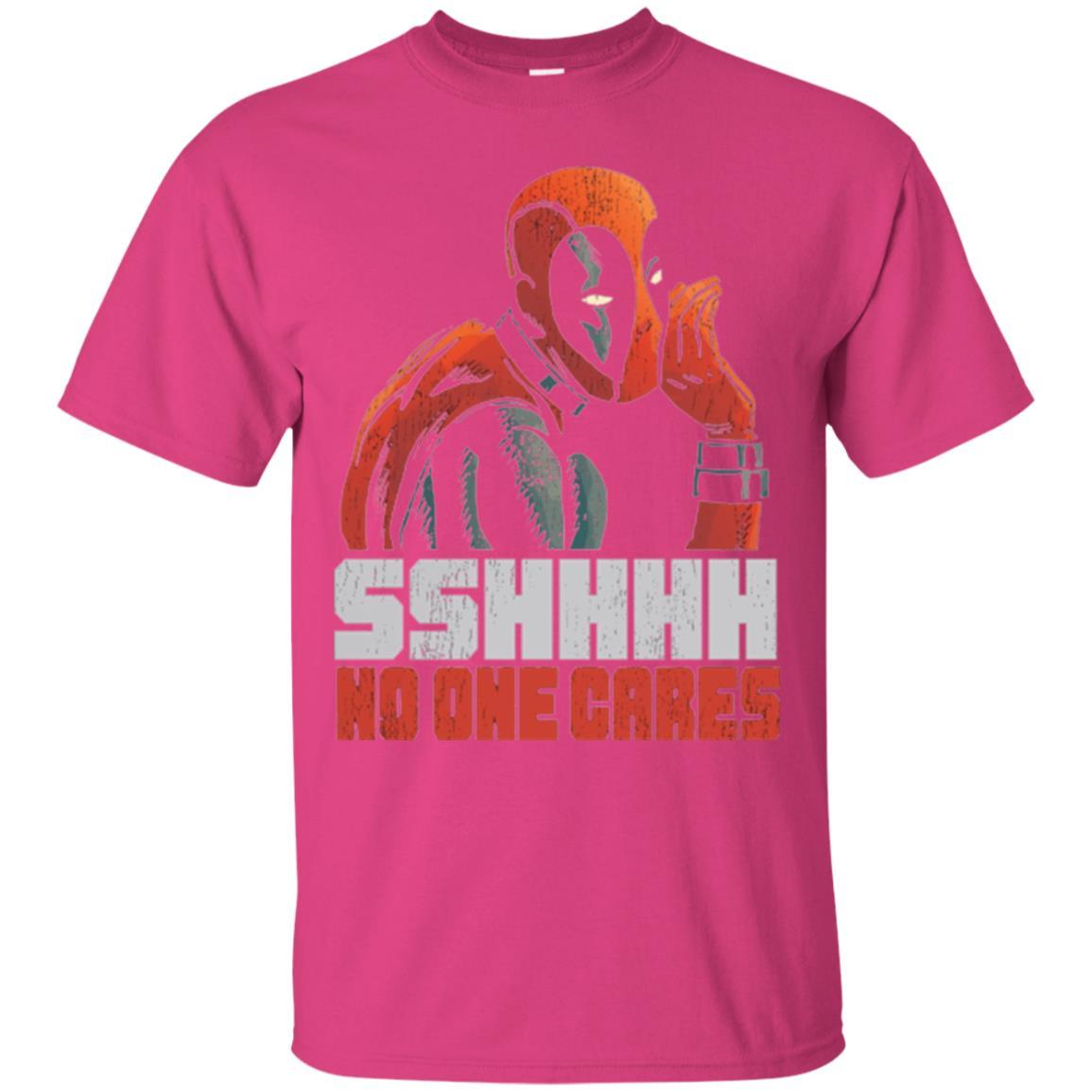 Marvel Deadpool T-shirt Sshhhh No One Cares Whisper Graphic Heliconia