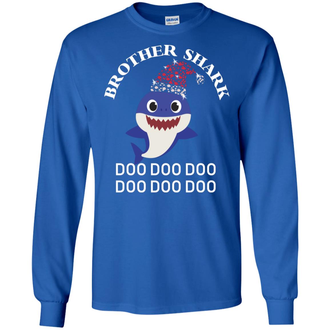 Brother Shark With Santa Claus Hat Merry X-mas Family Shark Gift Shirt Royal
