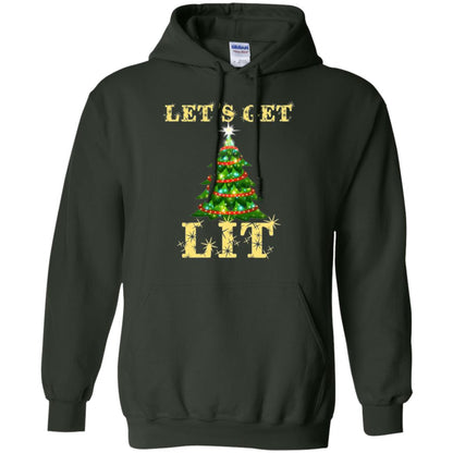 Christmas T-shirt Let_s Get Lit Forest Green