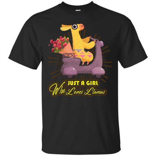 Just A Girl Who Loves Llamas Best Llama Gift Shirt For Girls Black
