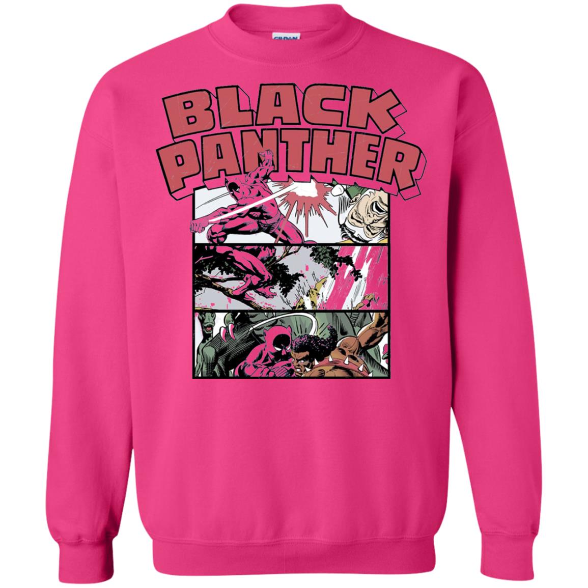 Black Panther Retro Comic Stacked Panel Art T-shirt Heliconia