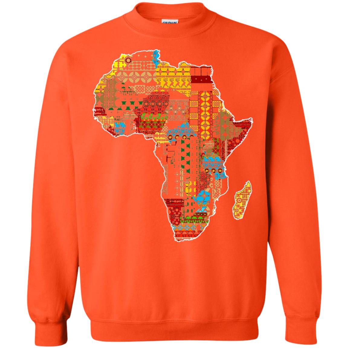 African Pride Traditional Ethnic Pattern Africa Map Shirt Orange