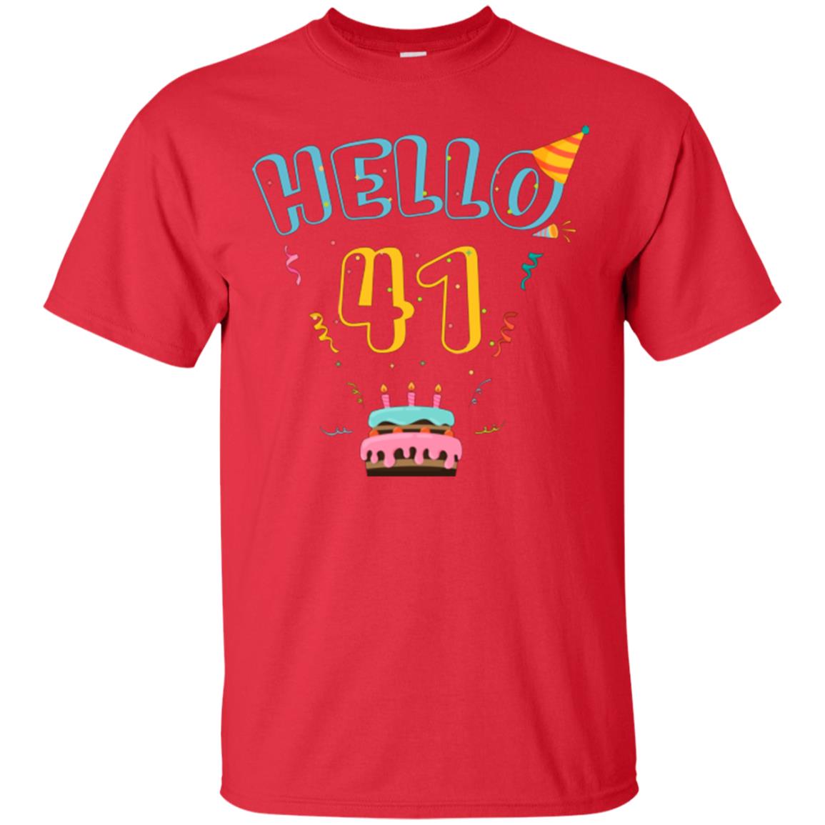 Hello 41 Forty One 41st 1977s Birthday Gift Shirt Red