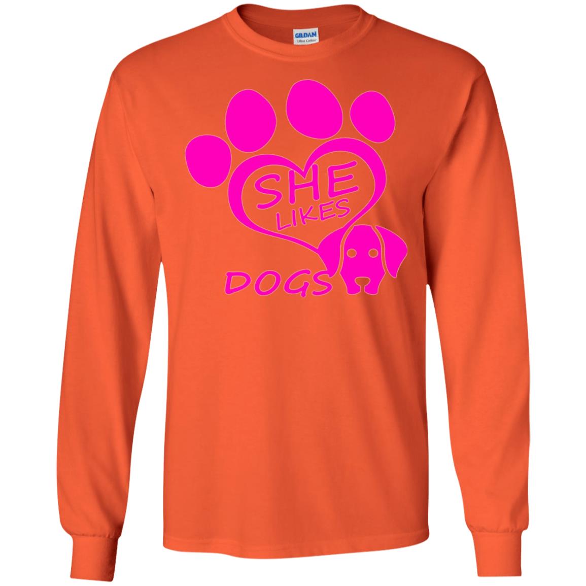 Dog Lovers Shirt She Likes Dogs Orange