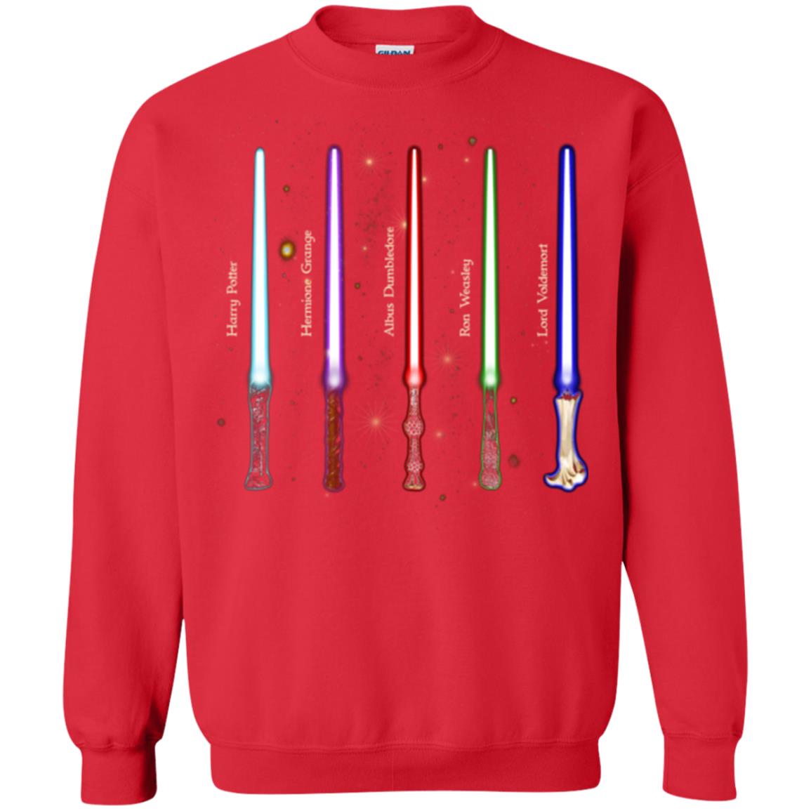 Harry Potter Lightsaber Wands Movie Fan T-shirt Red