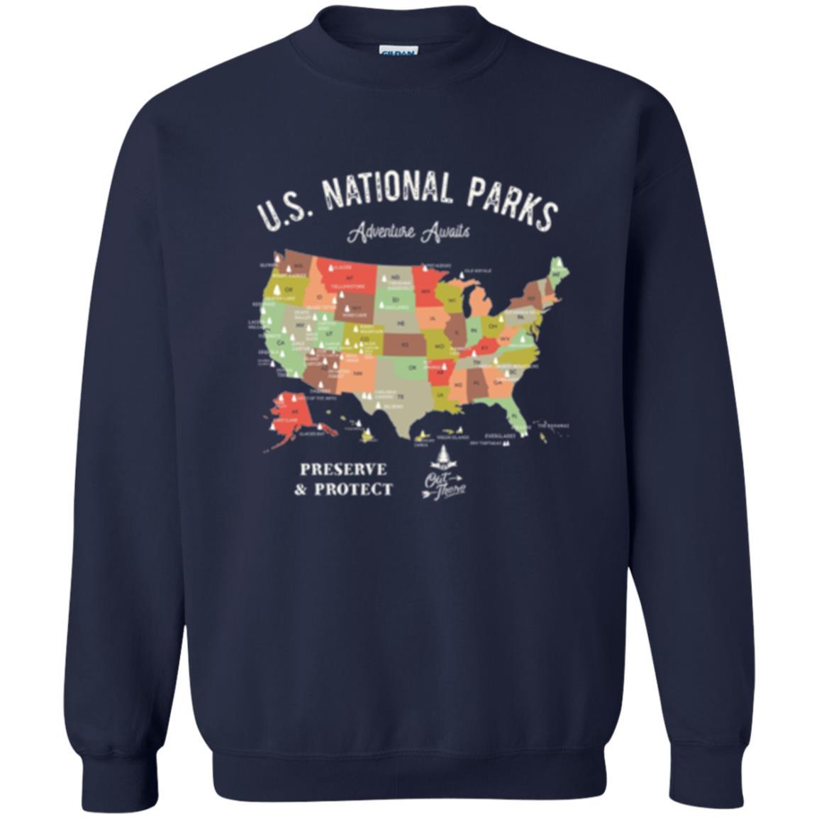 Hiking Camping T-shirt National Park Map Vintage T-shirt Navy