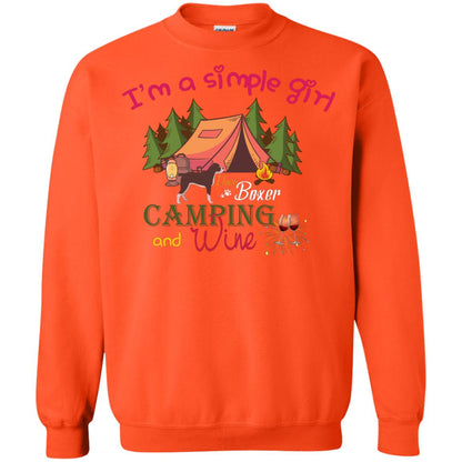 I’m A Simple Girl I Love Boxer Dog Camping And Wine Shirt Orange