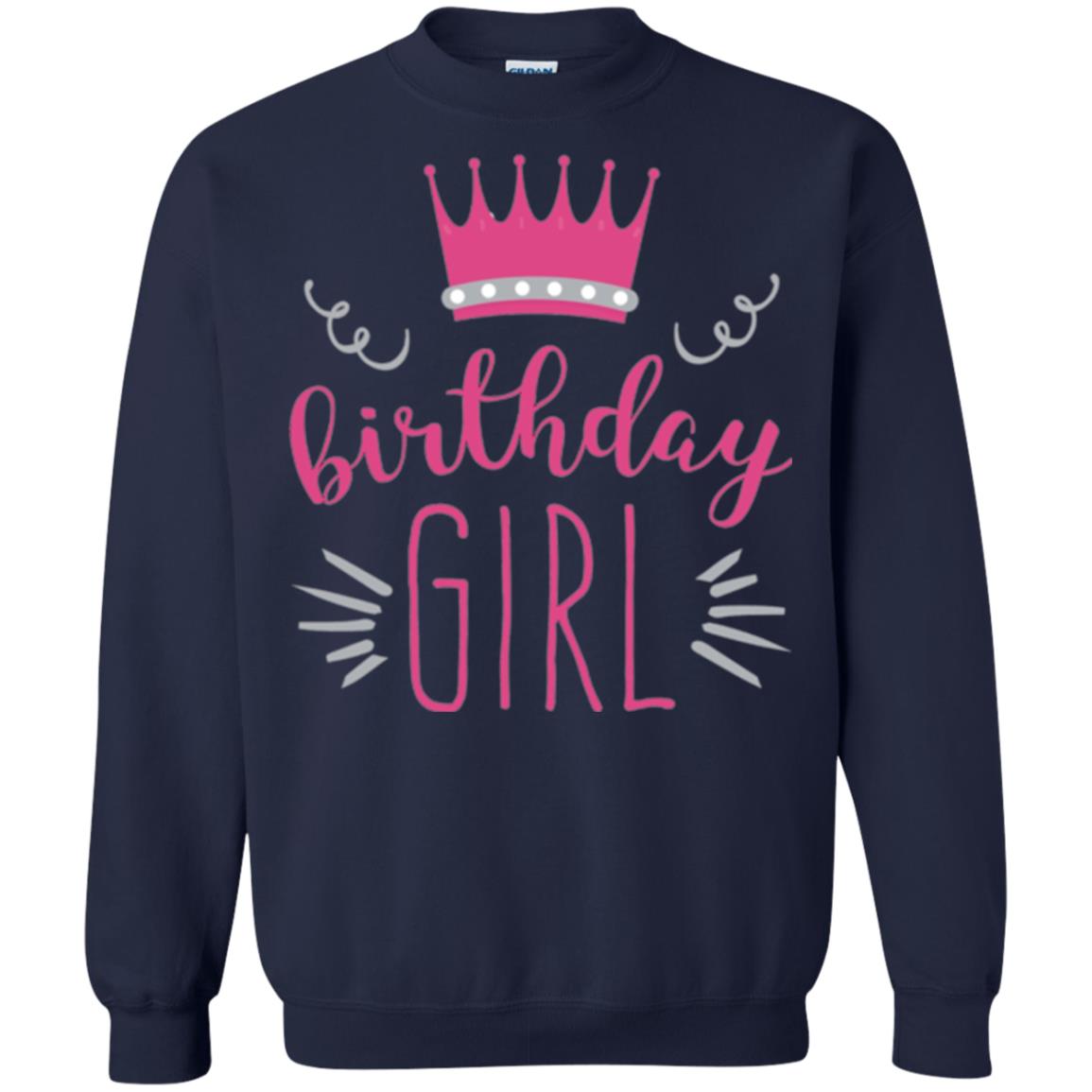 Tiara Crown T-shirt Girl_s Youth Birthday Princess T-shirt Navy