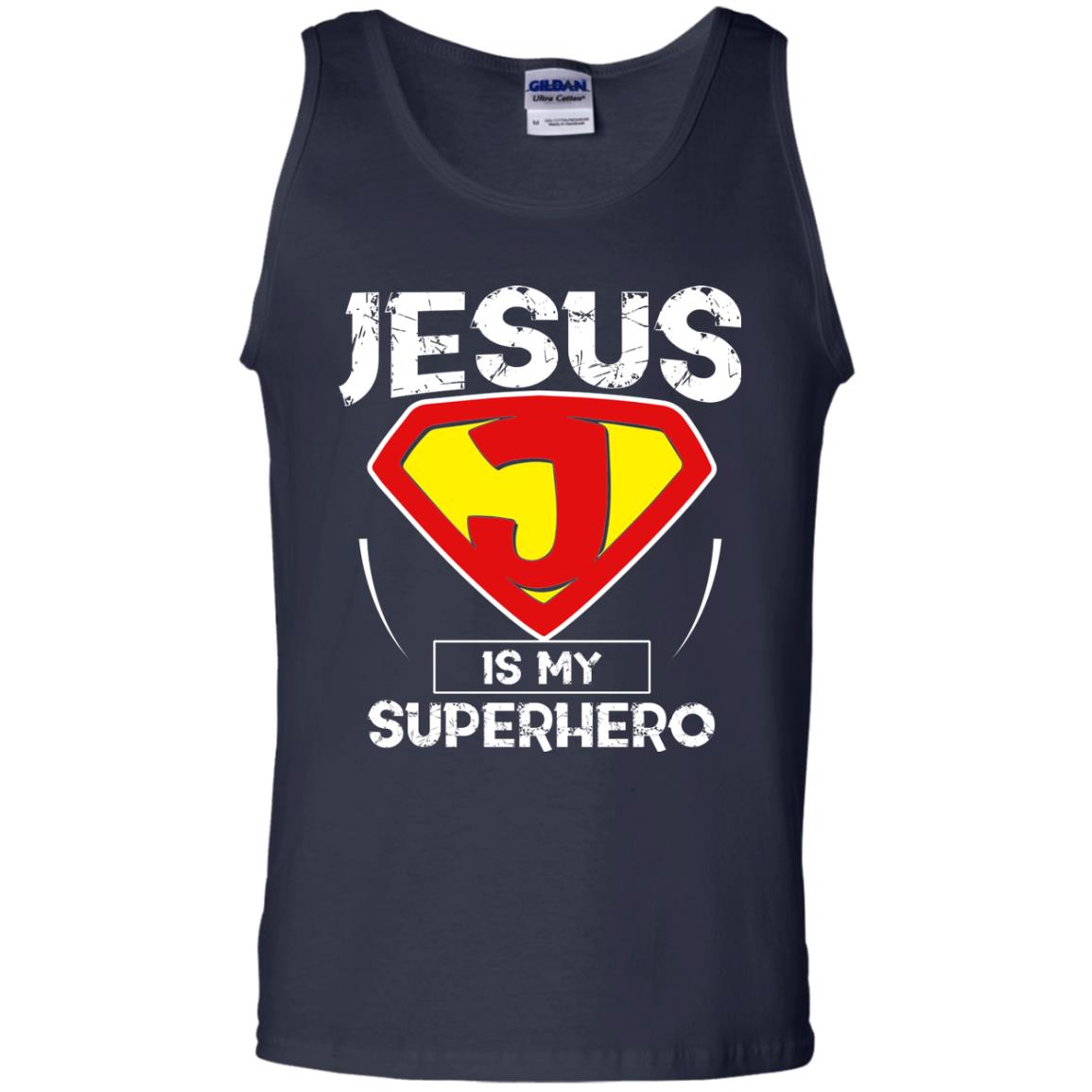 Jesus Is My Superhero Christian Movie Fan T-shirt Navy