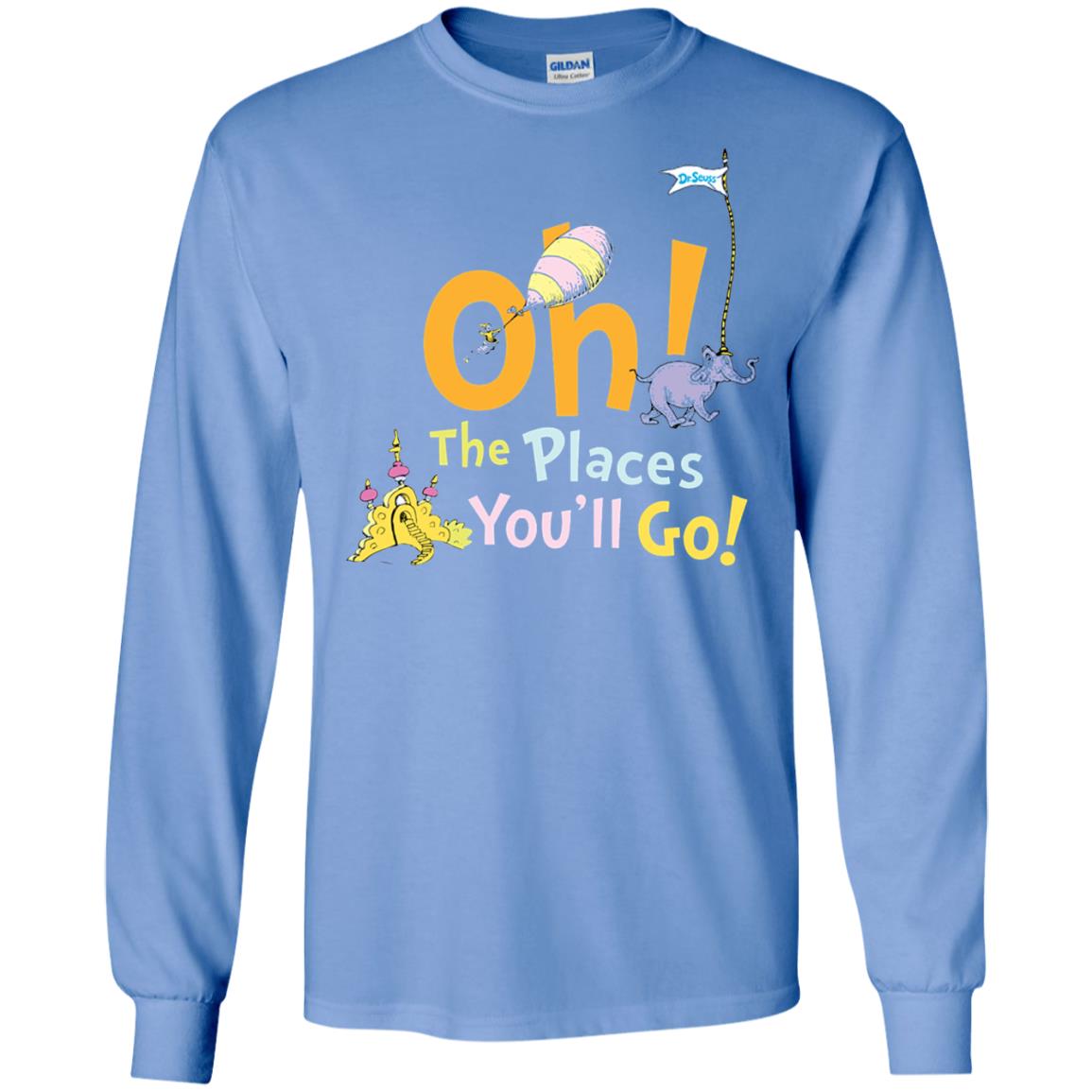 Read Across America Day T-shirt Dr. Seuss Oh The Places You_ll Go Carolina Blue