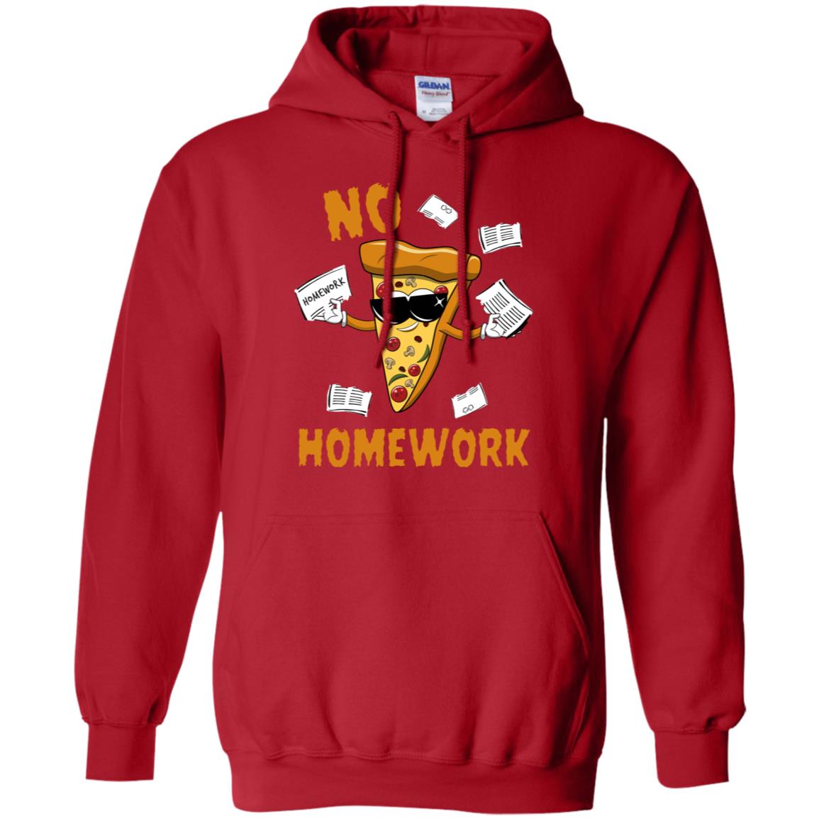 No Homework Funny Pizza Shirt Red