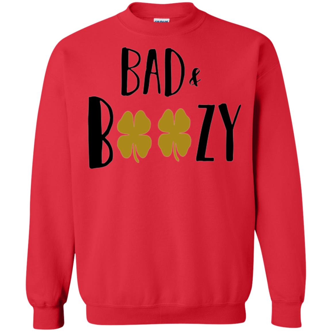 Bad And Boozy Funny Saint Patrick Day Drinking T-shirt Red