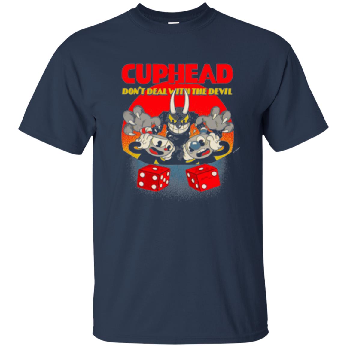 Gamer T-shirt Cuphead Don_t Deal With The Devil Navy