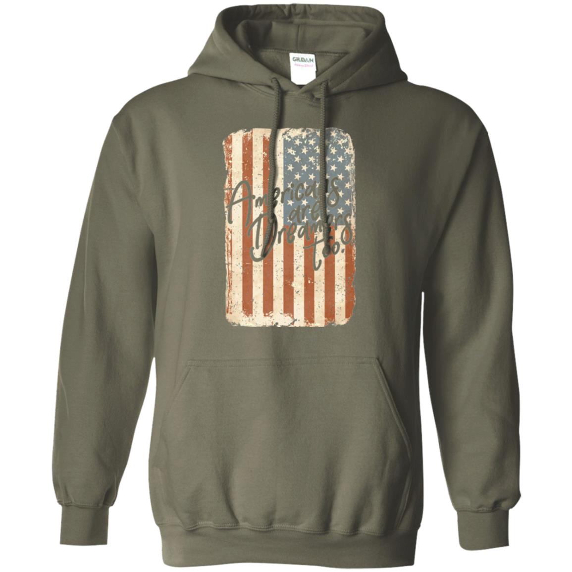 Americans Are Dreamers Too T-shirt American Flag Military Green