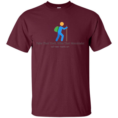 Hiking Lovers T-shirt Get Your Boots On Maroon