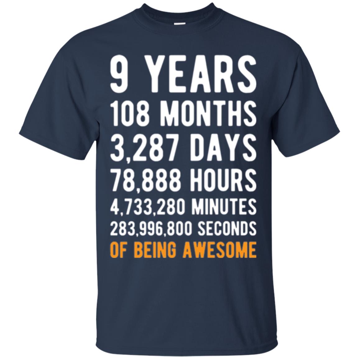 9th Birthday T-shirt 9 Years Old Being Awesome Navy
