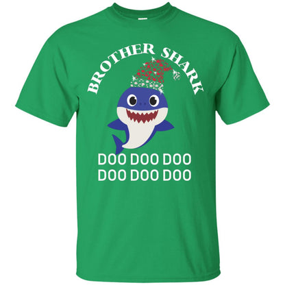 Brother Shark With Santa Claus Hat Merry X-mas Family Shark Gift Shirt Irish Green